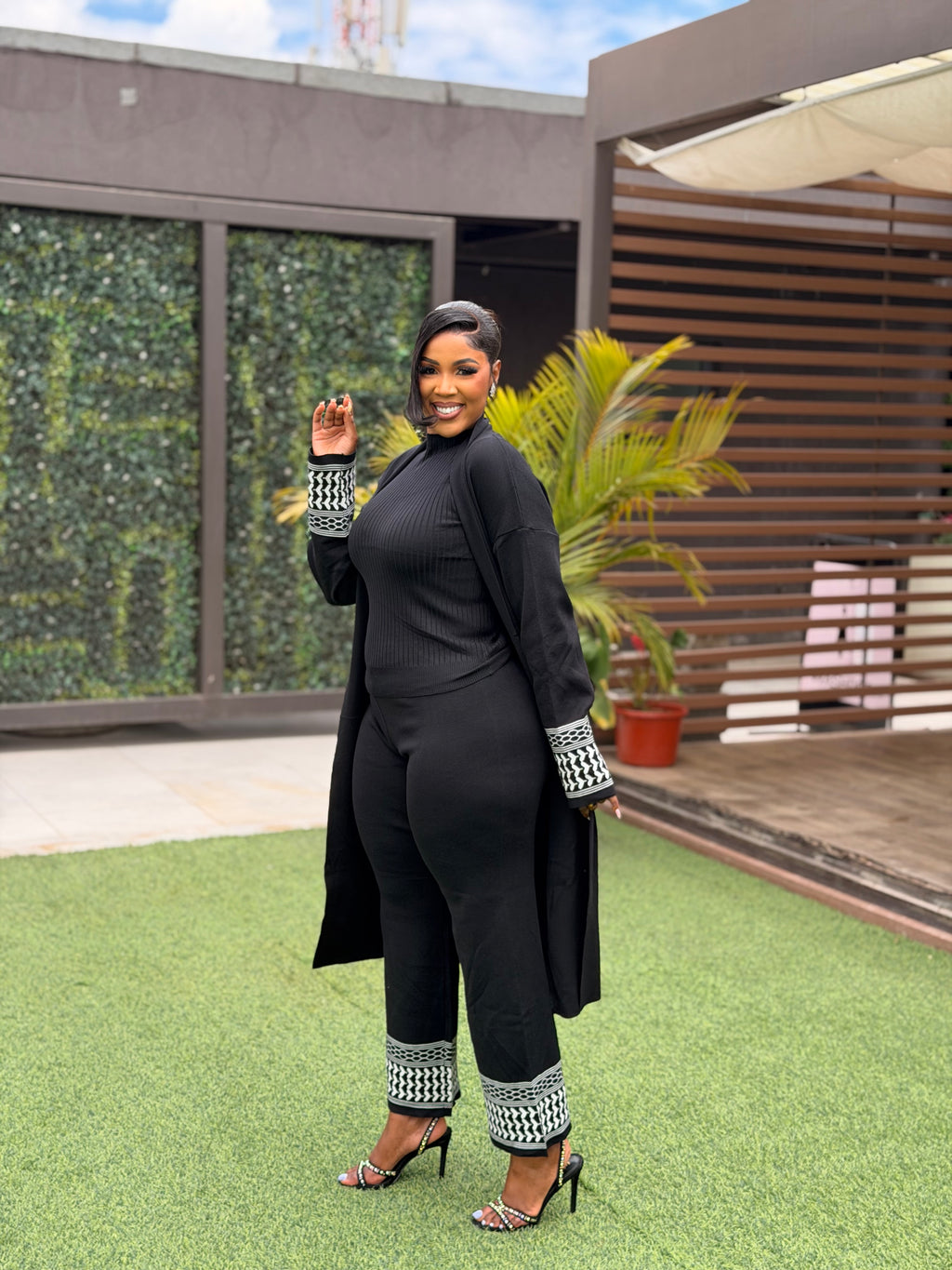 Knit 2pc with kimono