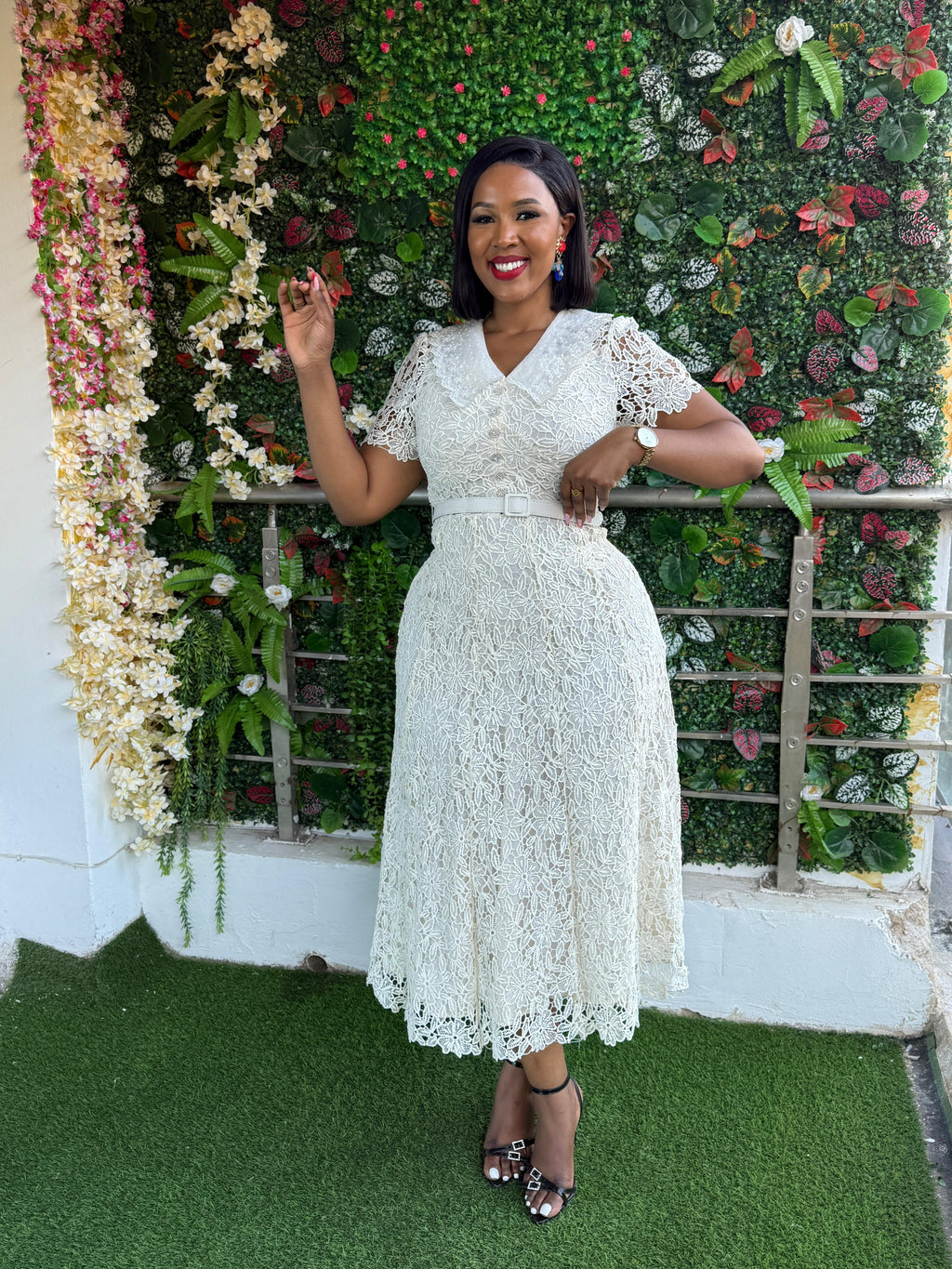 Ivory Lace Midi Dress
