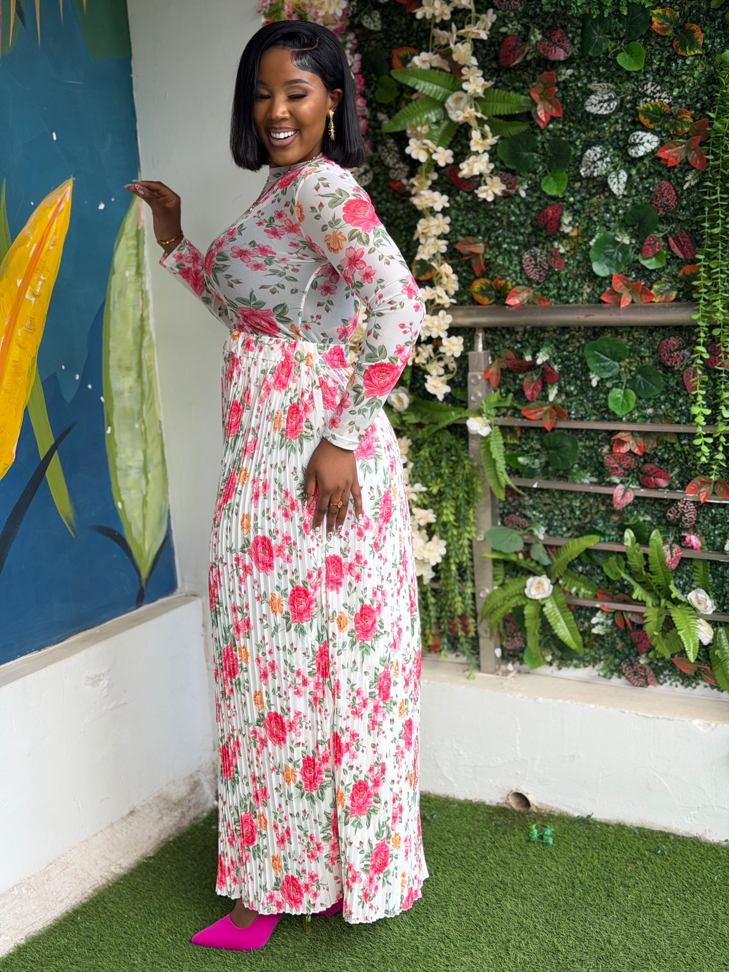 Floral Pleated Skirt Set