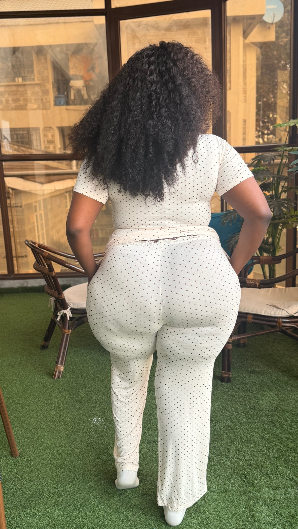 Polka beige trouser set