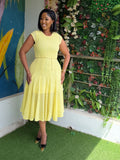 Yellow Lace Chain Belt Dress