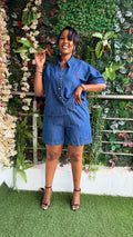 Polo denim short set