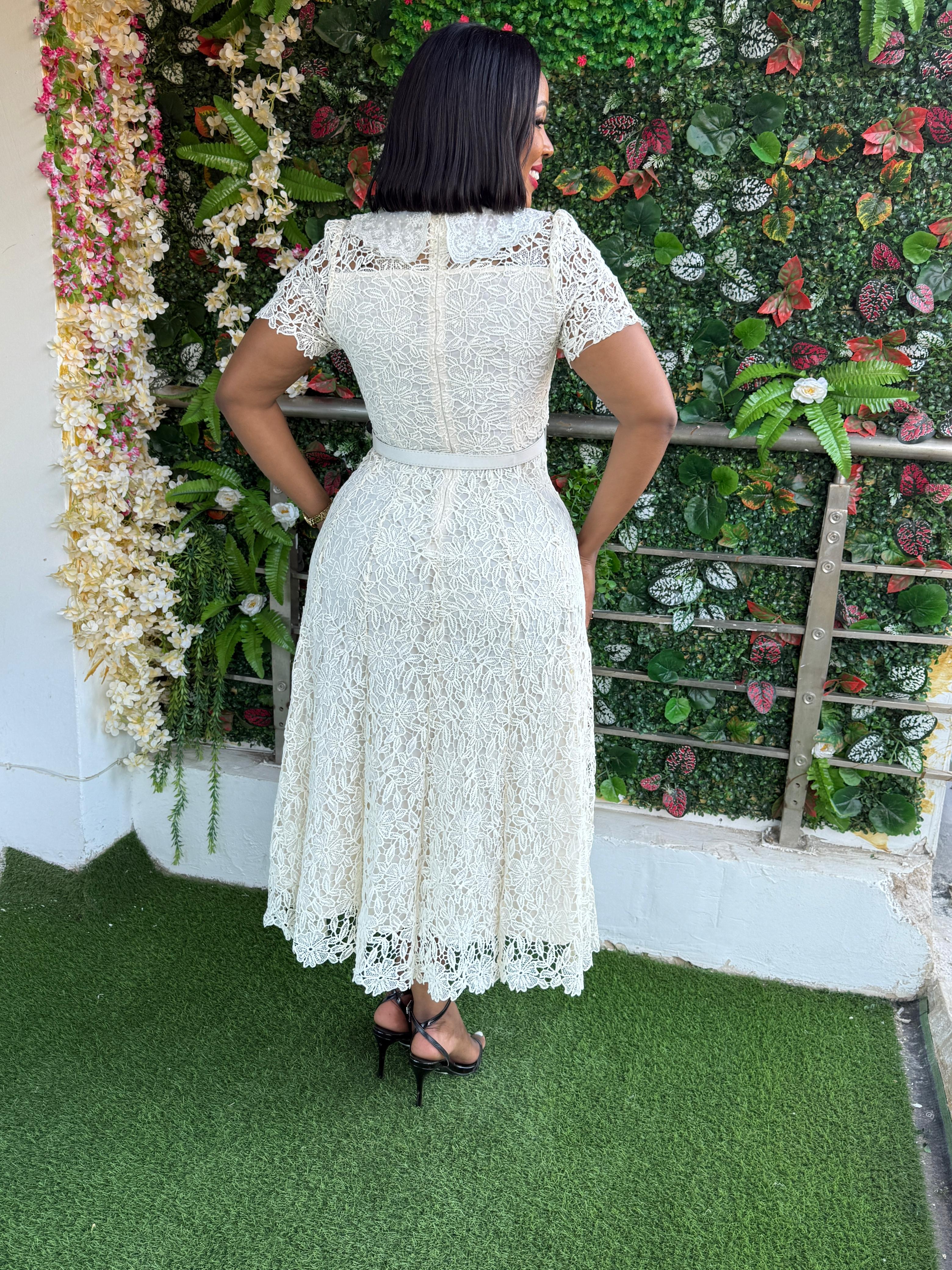 Ivory Lace Midi Dress
