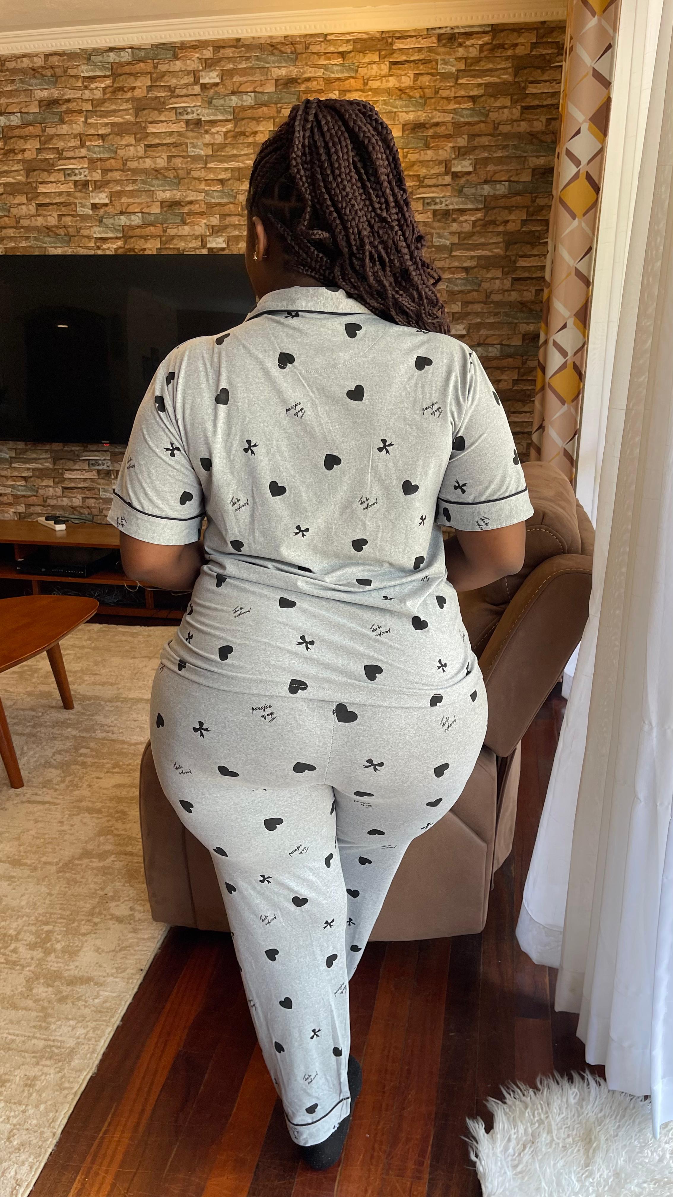 Cream with black hearts