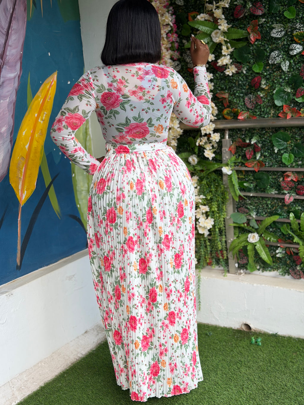 Floral Pleated Skirt Set
