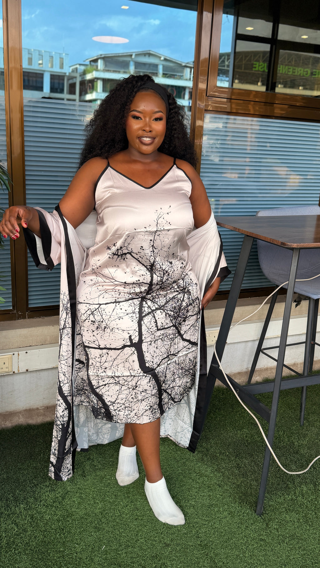 Silk dress and coverup maxi