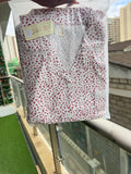 White and maroon heart print
