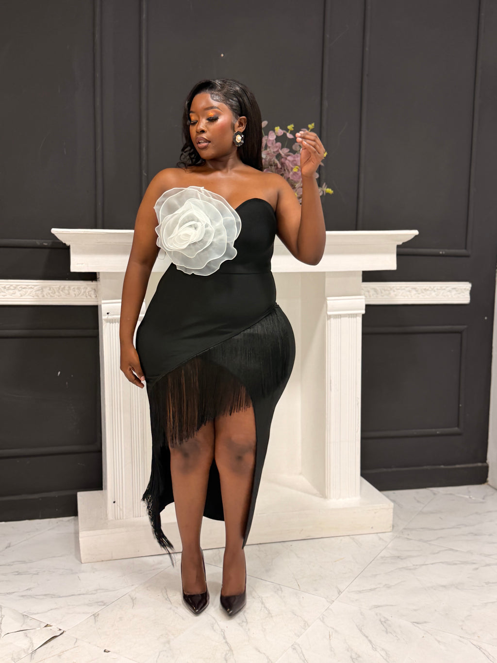 White Floral Bandage Dress