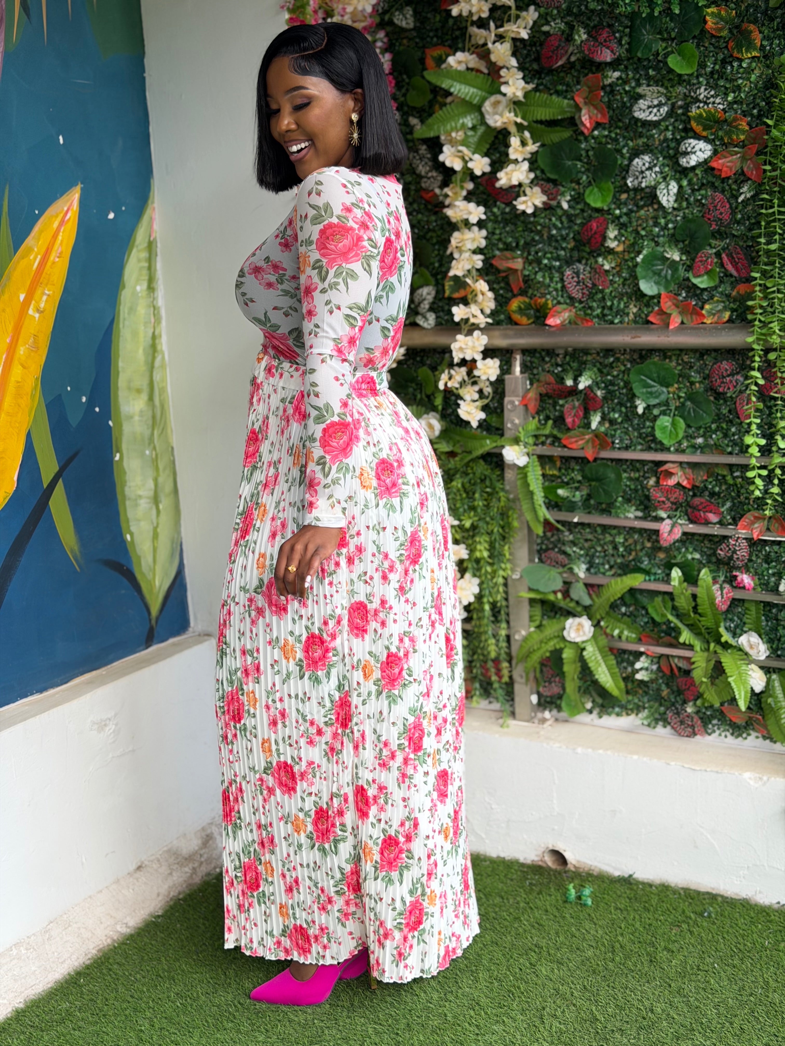 Floral Pleated Skirt Set