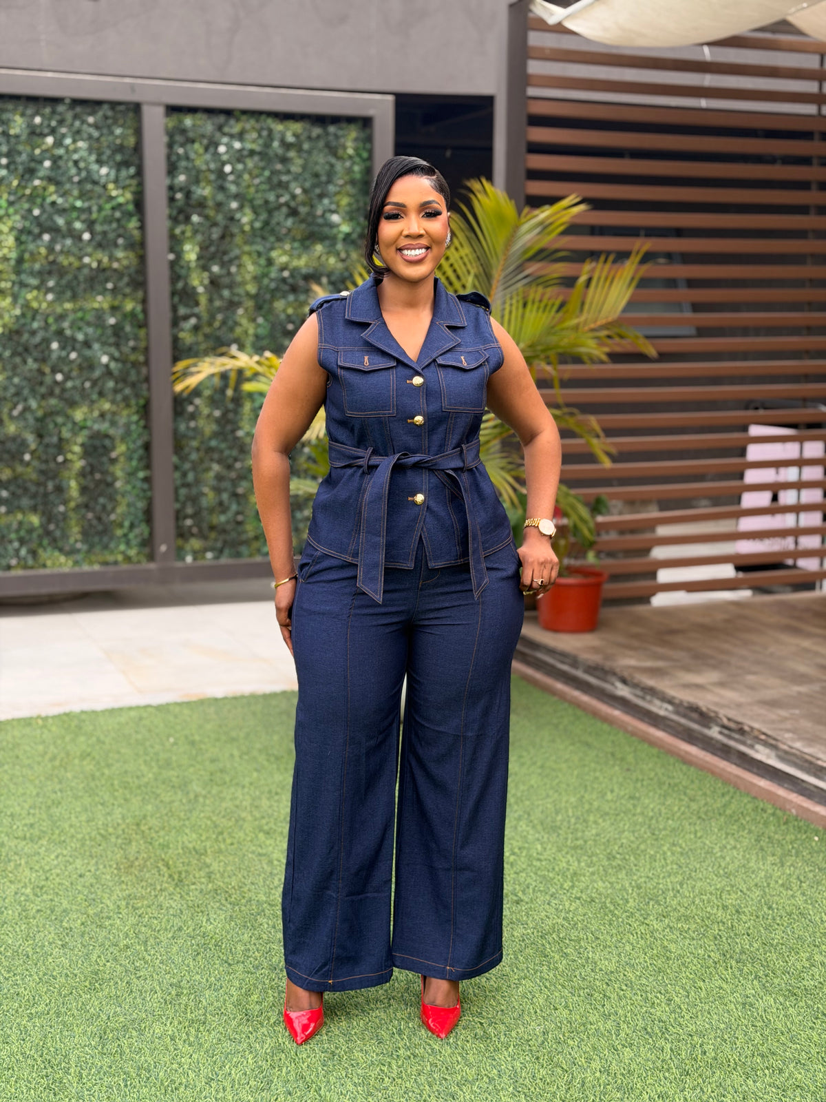 Denim suit