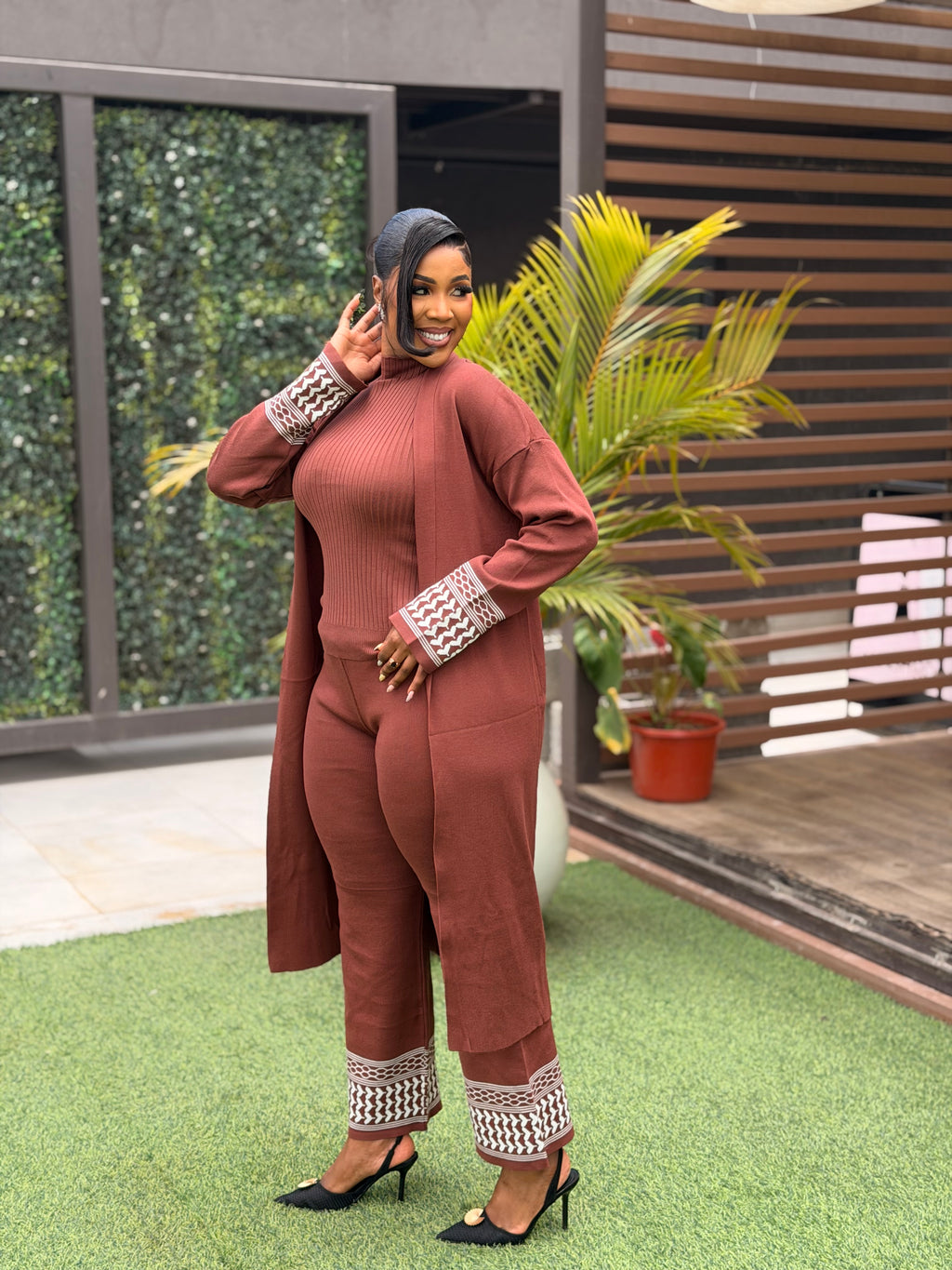 Knit 2pc with kimono
