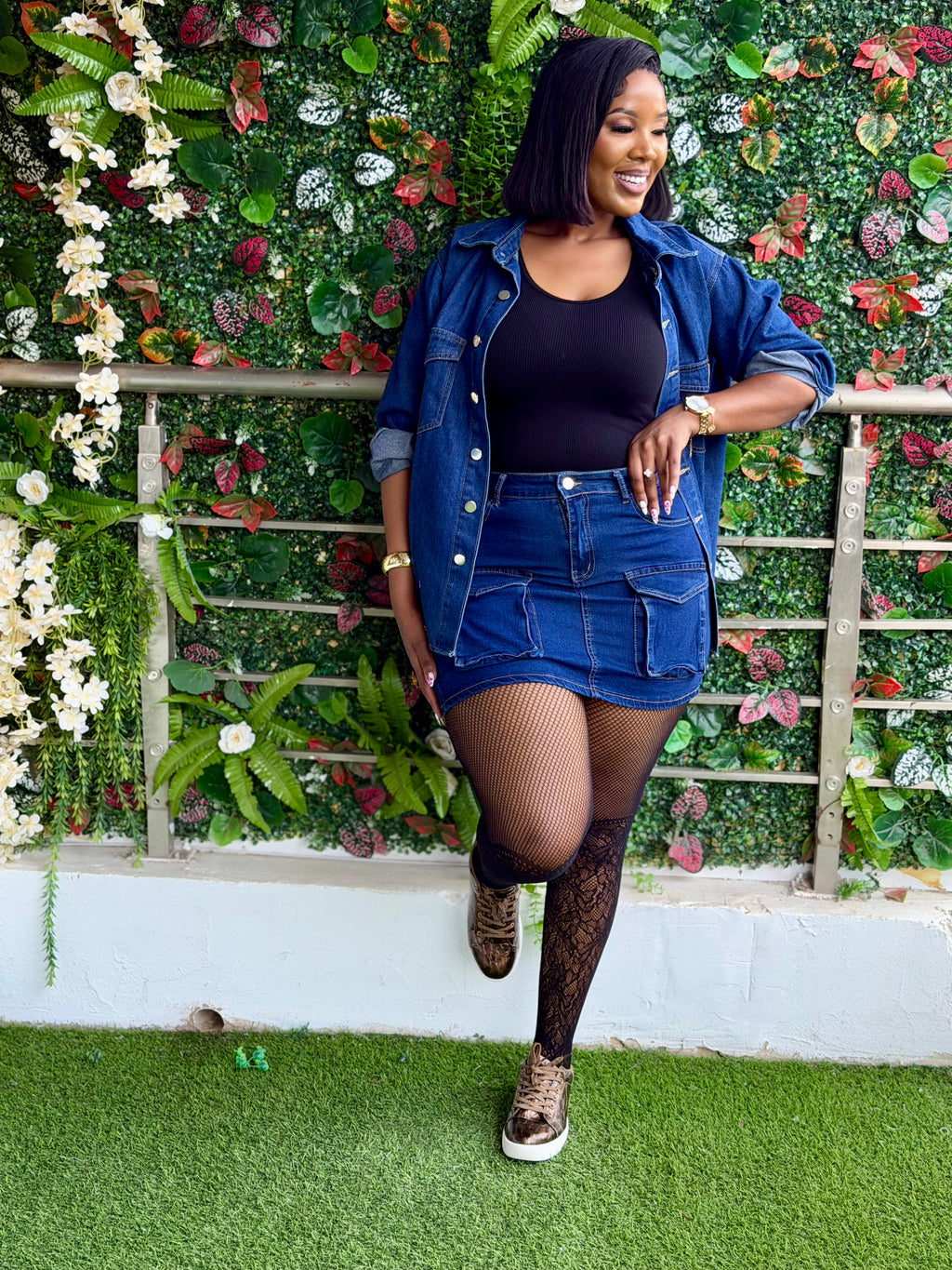 Denim Skirt Ensemble