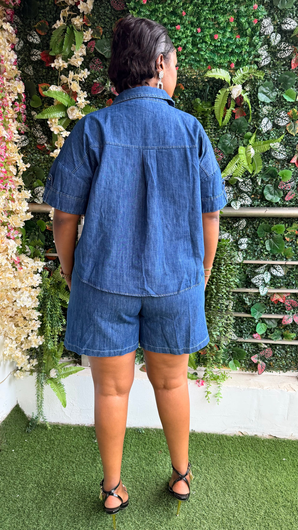 Polo denim short set