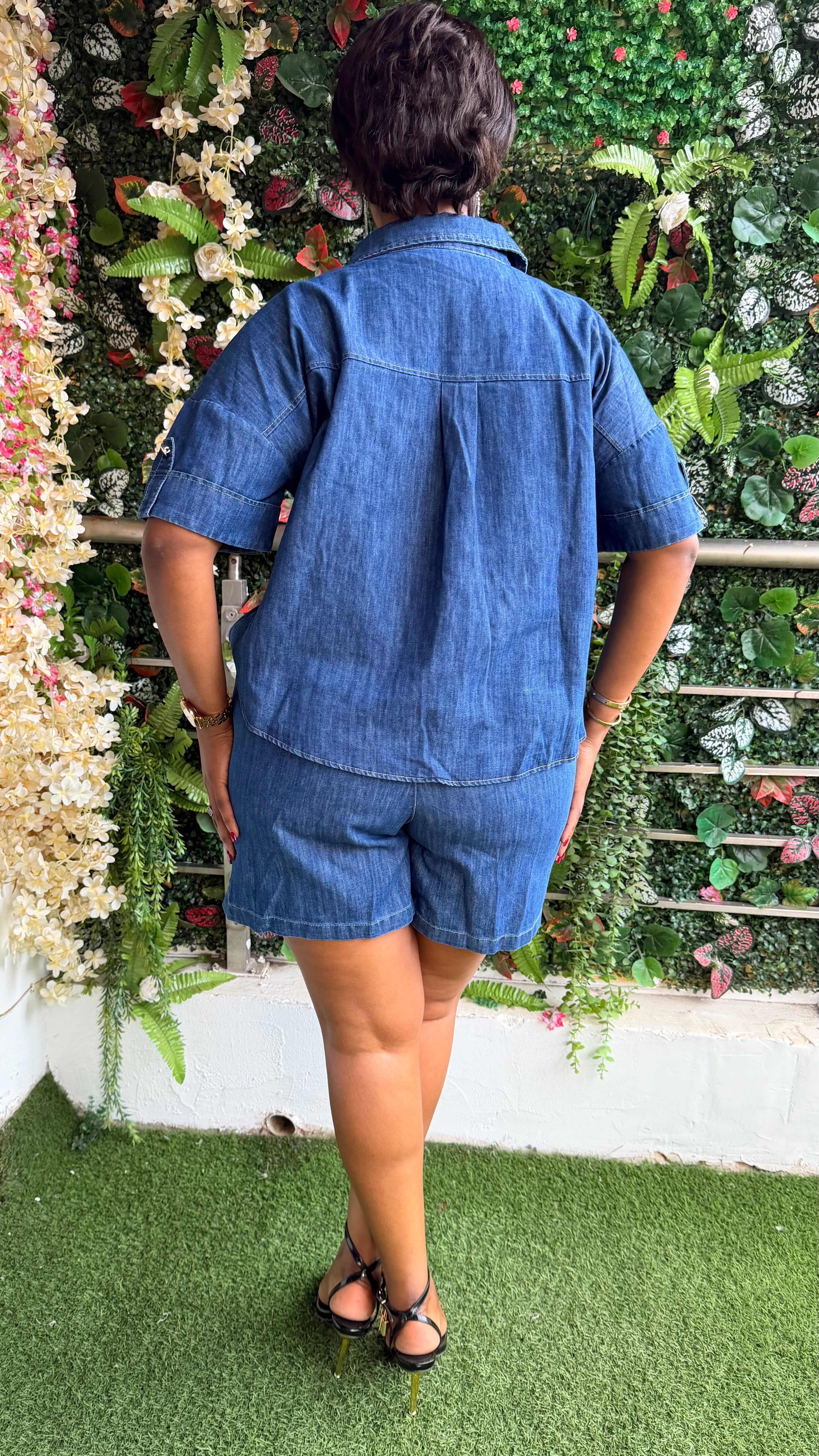 Polo denim short set
