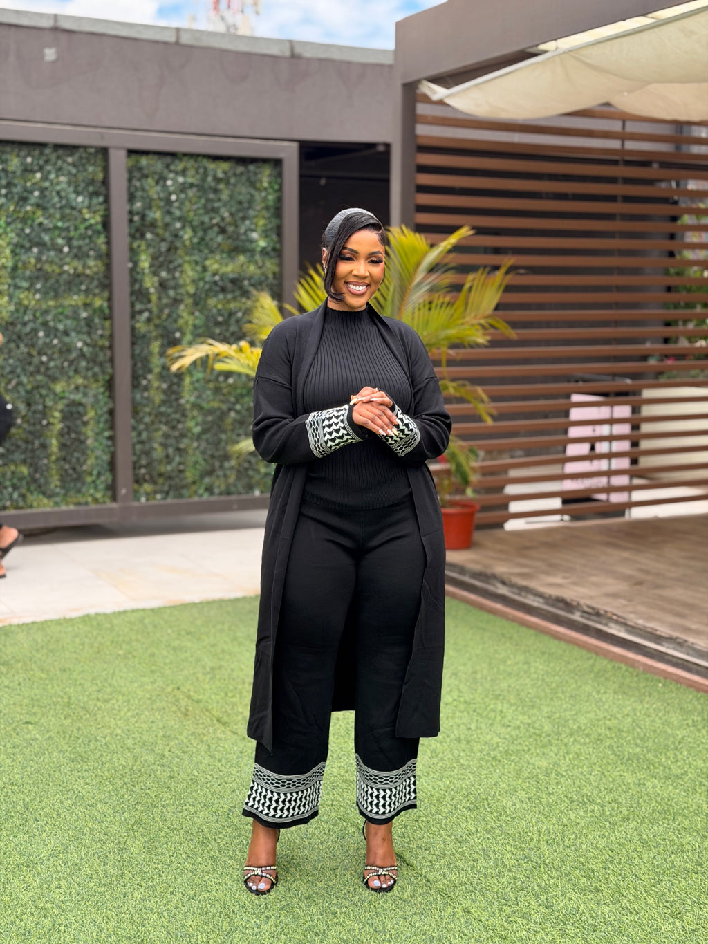 Knit 2pc with kimono