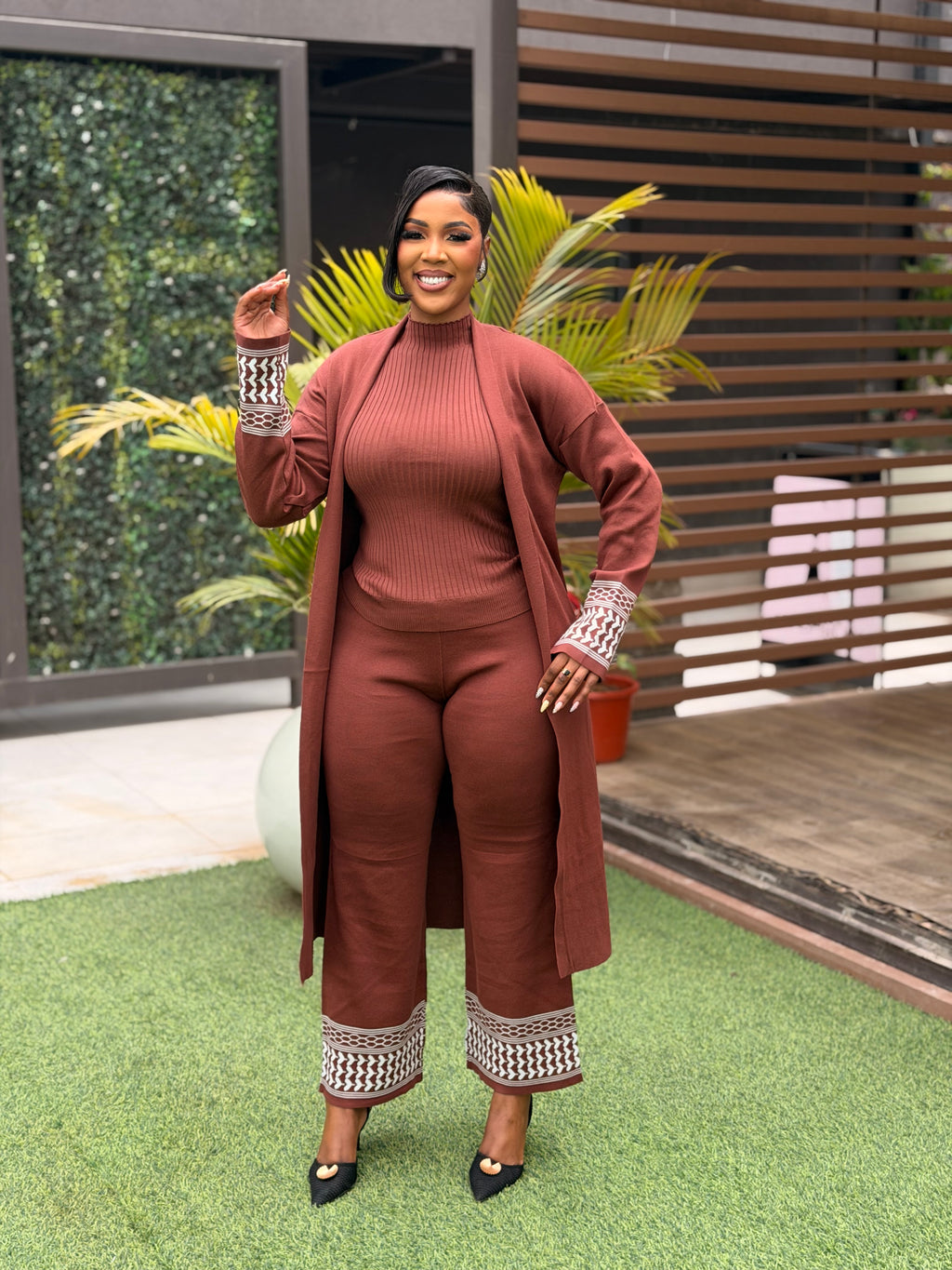 Knit 2pc with kimono