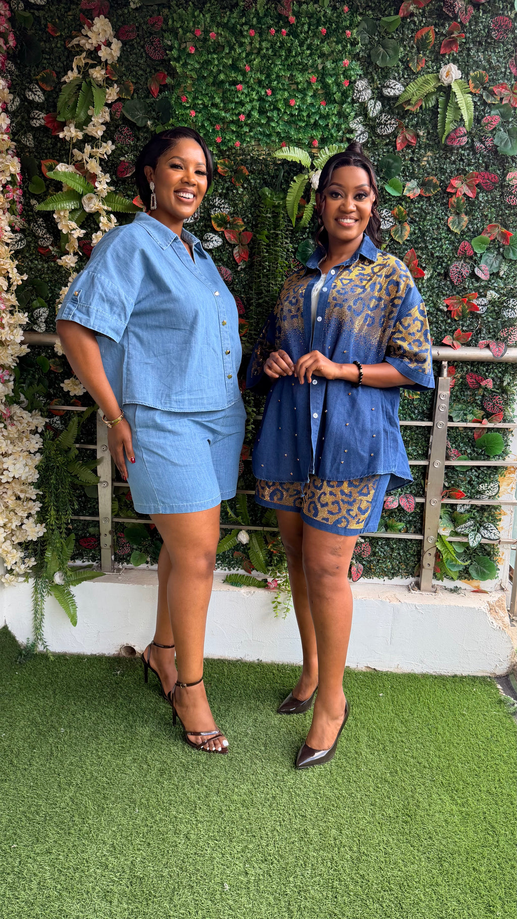 Polo denim short set