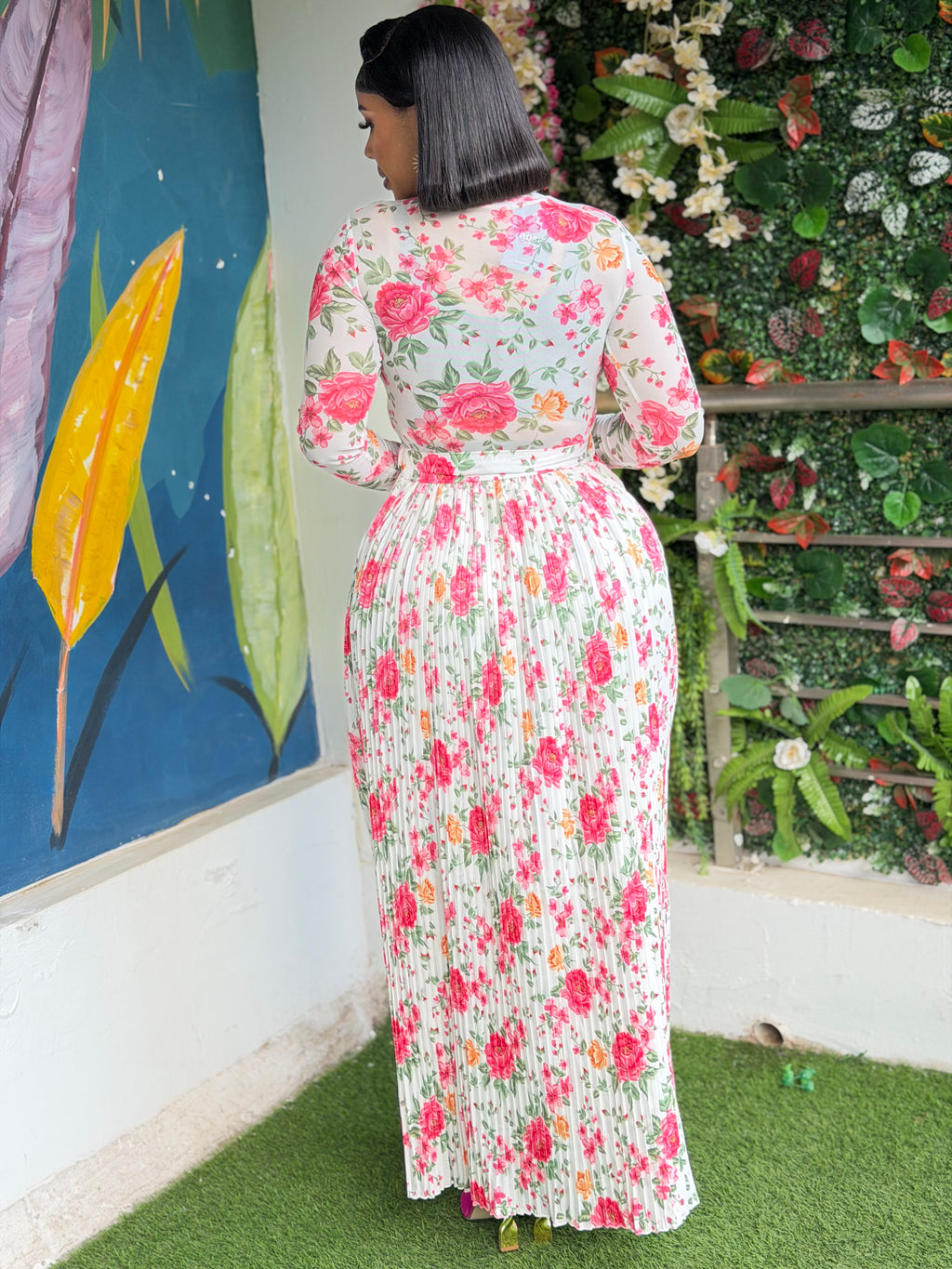 Floral Pleated Skirt Set