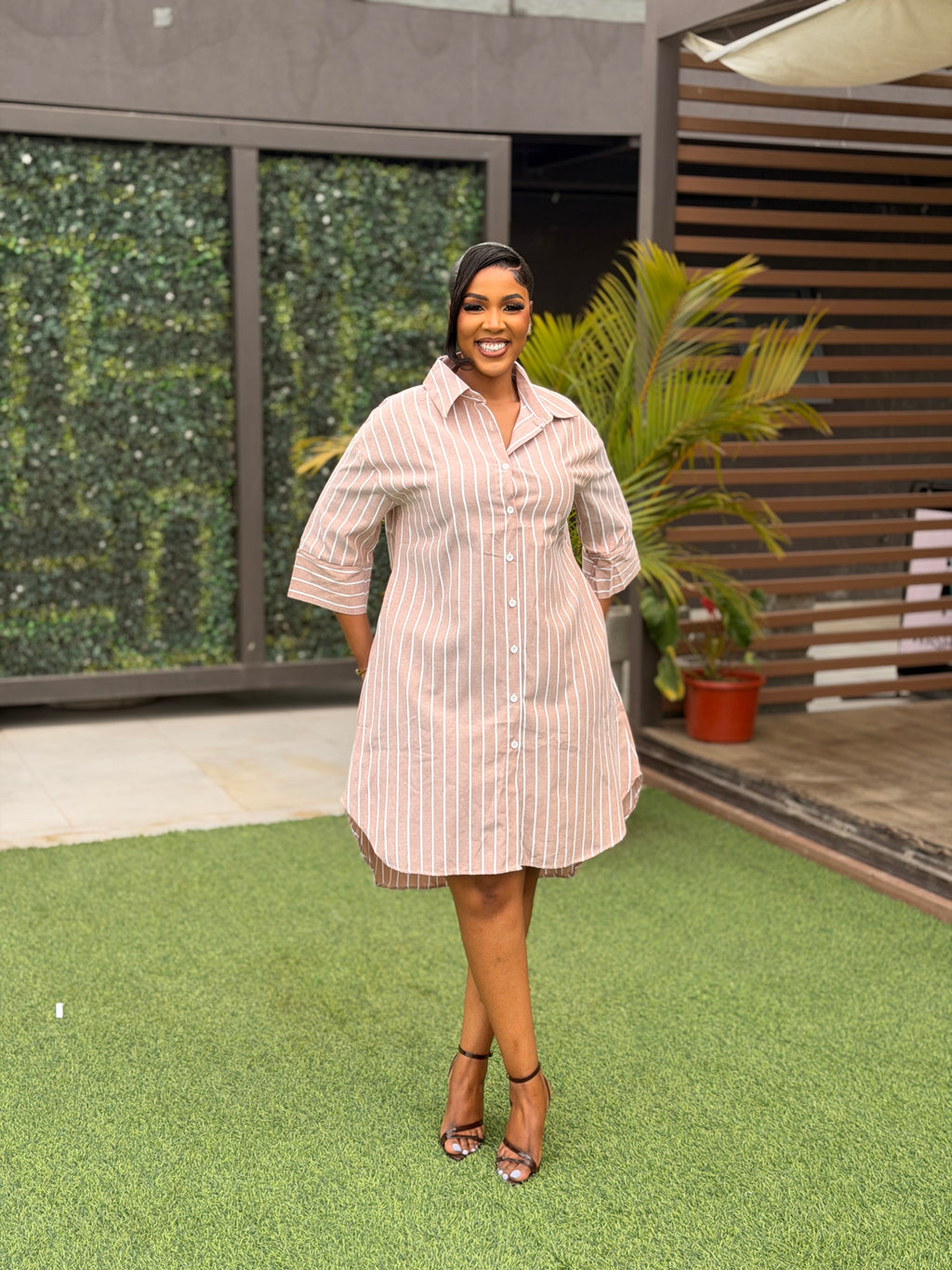 Stripes shift shirt dress