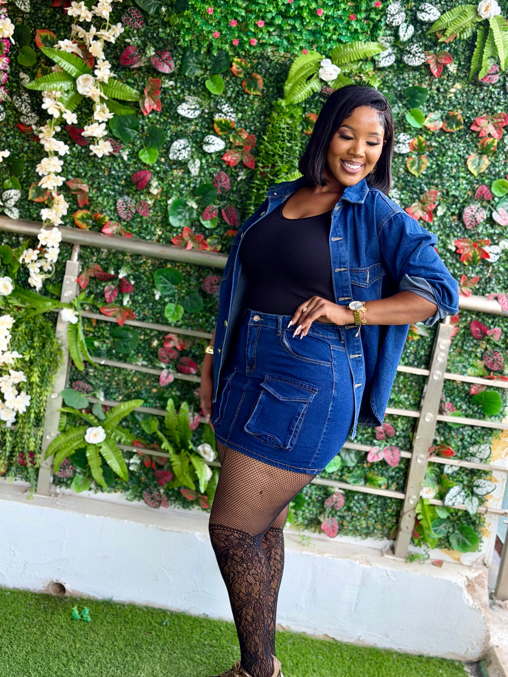 Denim Skirt Ensemble