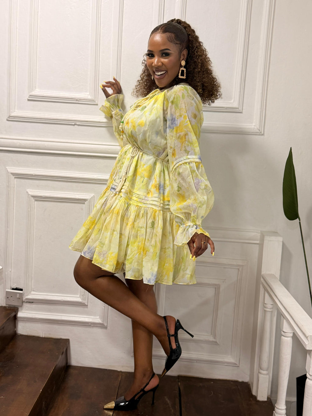 Golden Chiffon Dress
