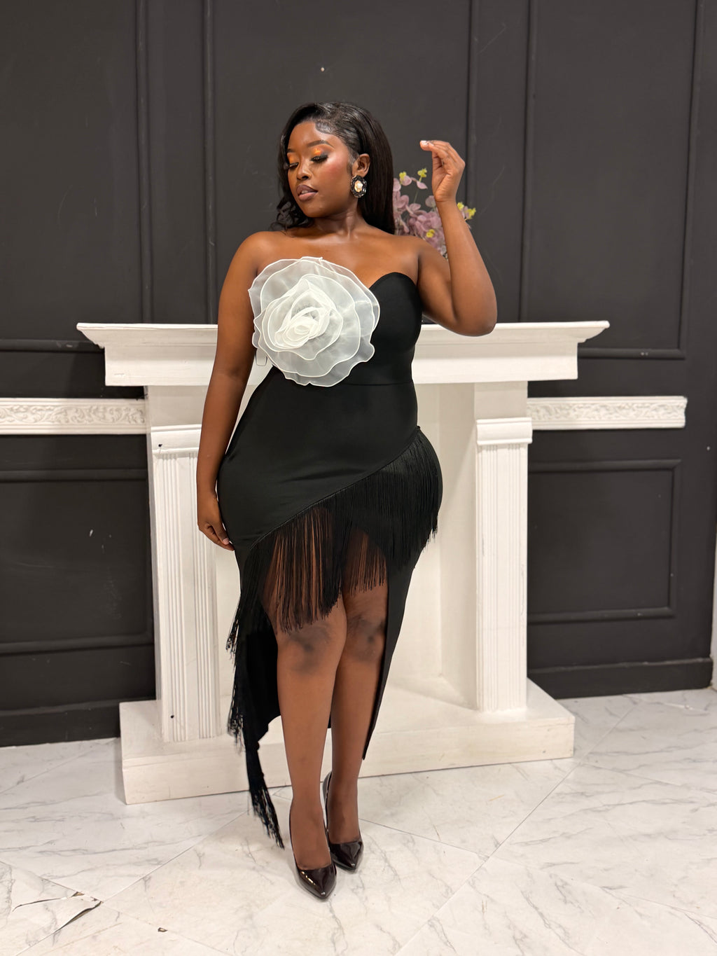 White Floral Bandage Dress