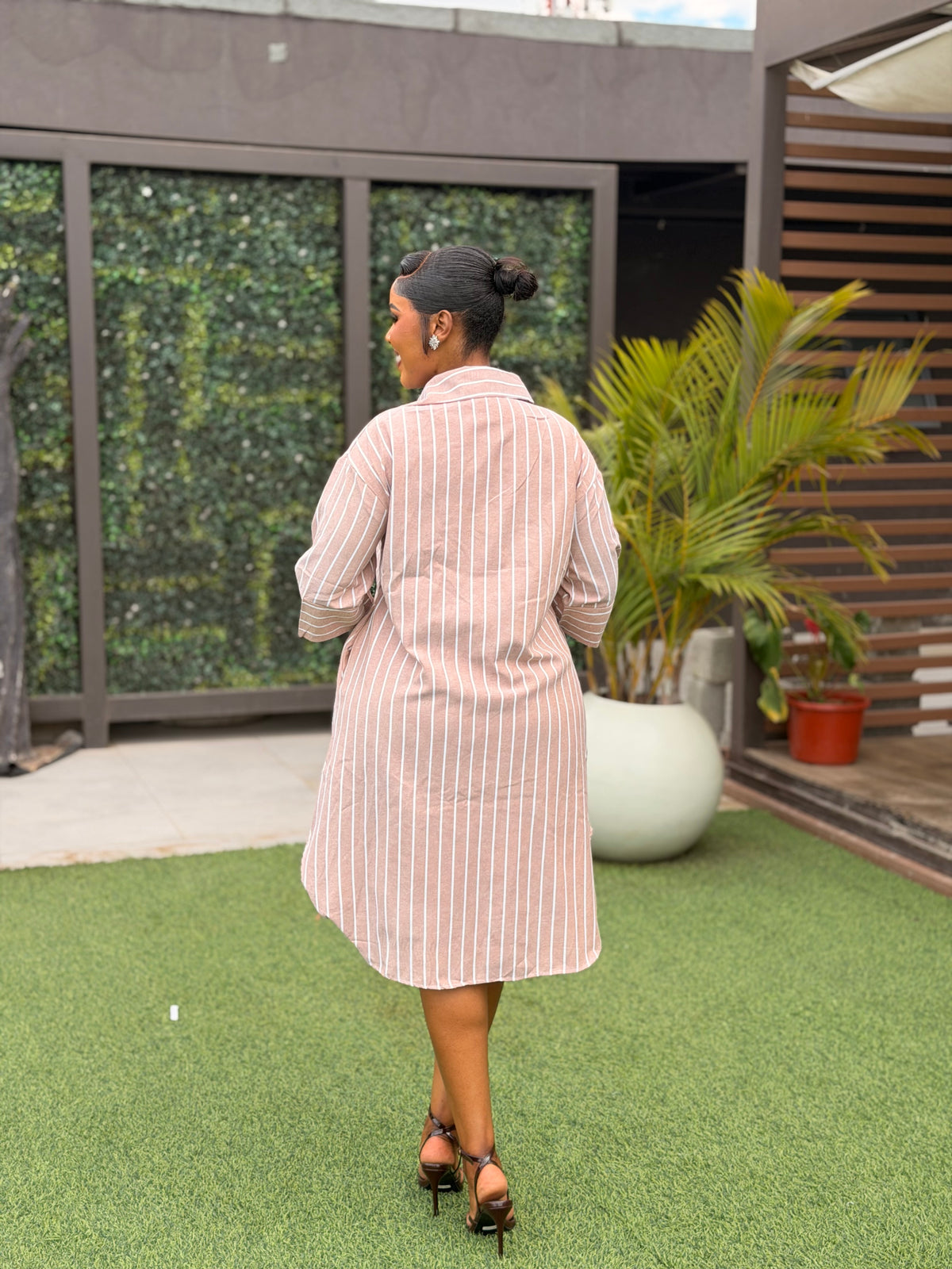 Stripes shift shirt dress