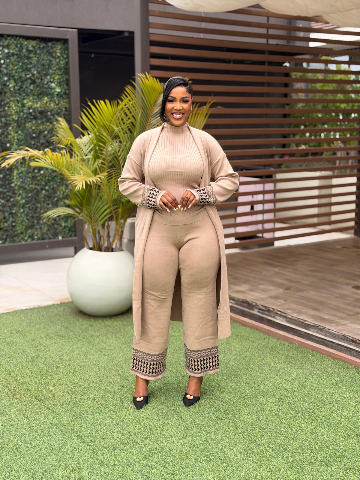 Knit 2pc with kimono