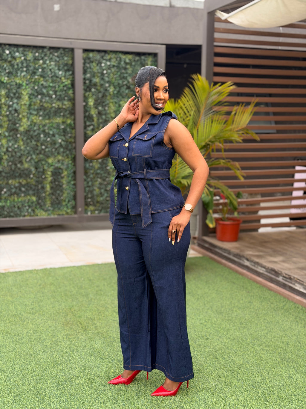 Denim suit