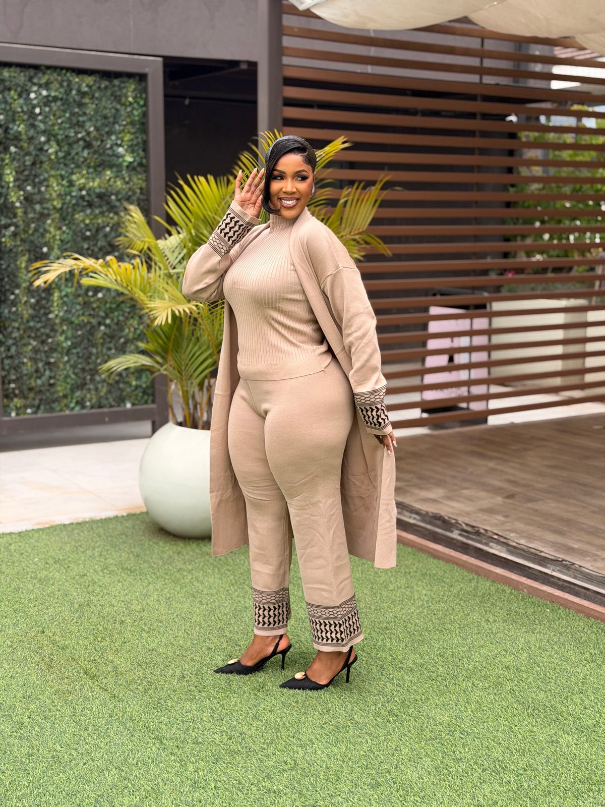 Knit 2pc with kimono