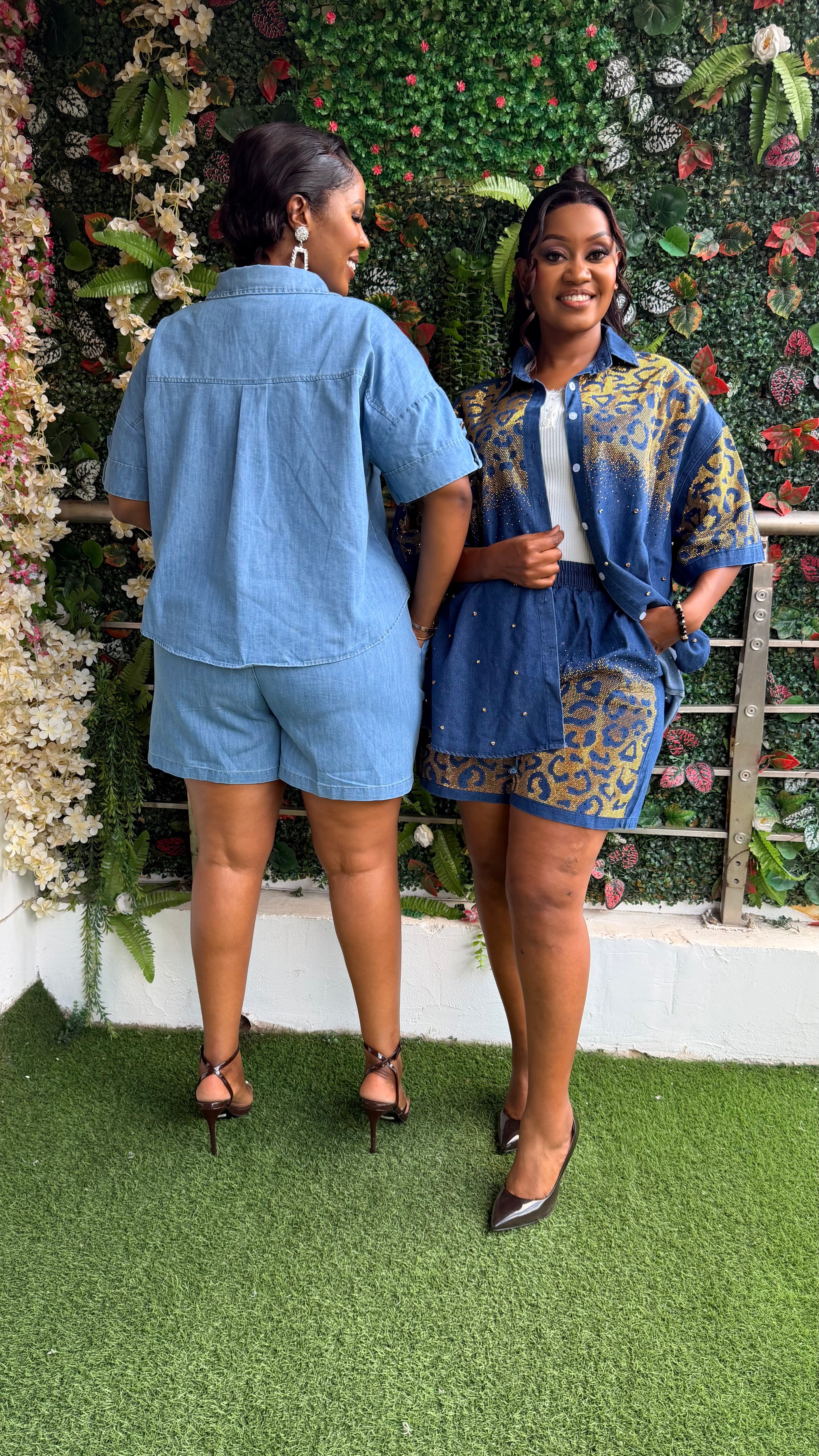 Polo denim short set