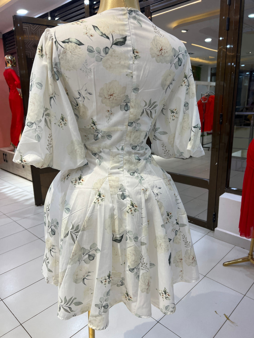 Green cream floral