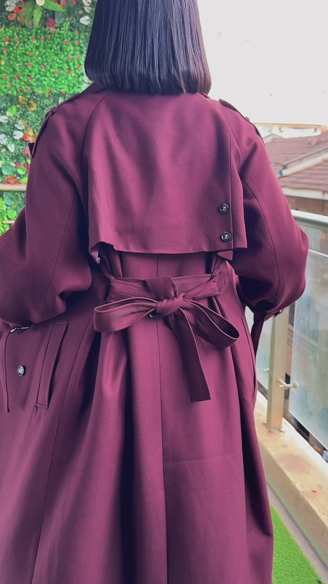 Maroon trench coats