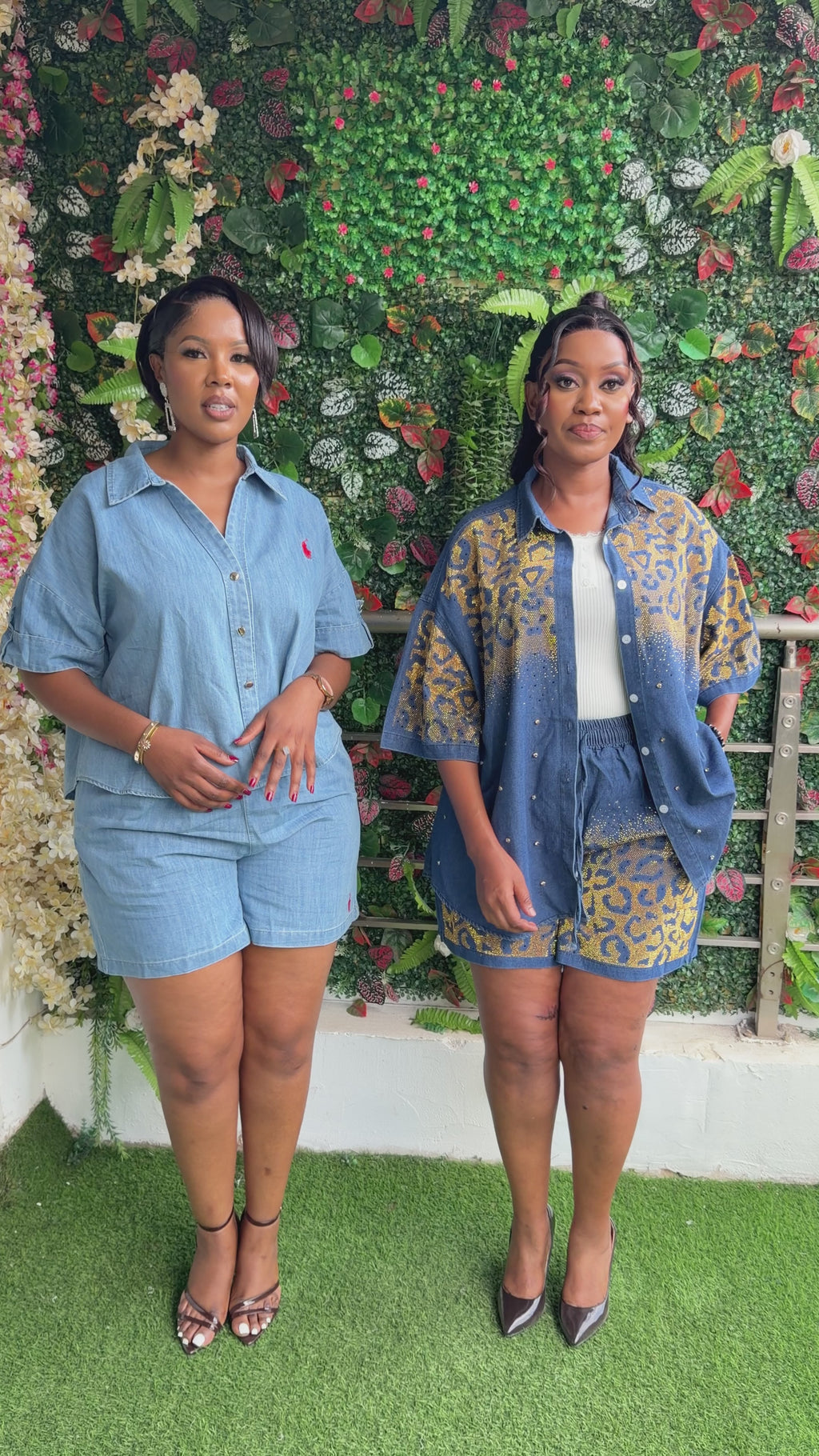 Polo denim short set